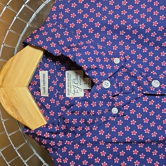 J. Crew Organic Cotton Slim Untucked Stretch Secret Wash Sleeved Floral Shirt - Picture 4 of 13